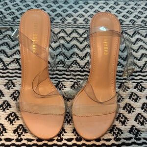 Fashion Nova Clear Strap Beige Heels